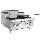 24 in. Commercial Four-Burner Step Up Range, 104000 BTU in Stainless-Steel (KM-CRSU-24)